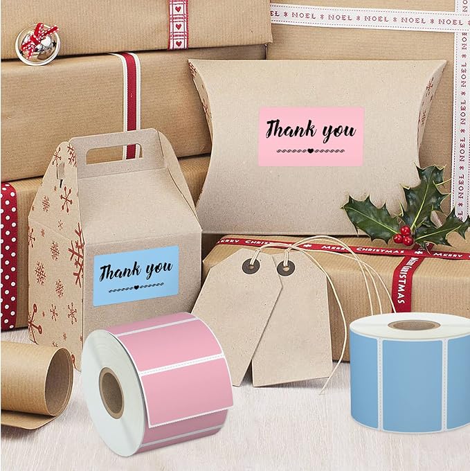 Misofuki 2.25x1.25 1000 Rectangular Red Direct Thermal Labels Roll Compatible with Zebra, Rollo, MUNBYN, Self-Adhesive Direct Thermal Labels