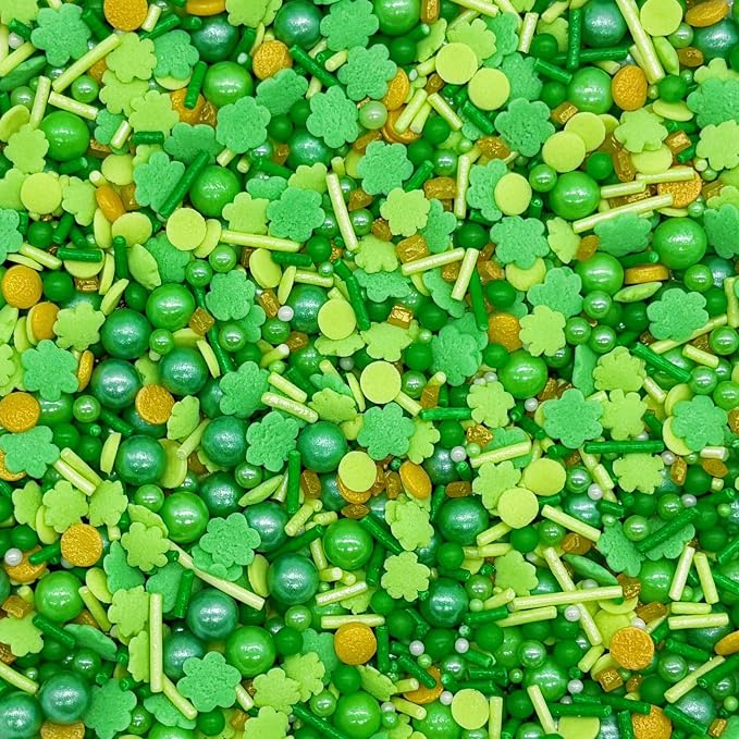 Dynastang St. Patricks Day Sprinkles Mixed Style Edible Cake Decorations Cupcake Toppers Cookie Perfect for Cakes, Cupcakes, Desserts Toppings 3OZ