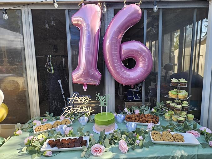 40 Inch Number 7 Balloon, 6 7 Birthday Decorations, Pink Seven Birthday Decor, 7 17 27 70 Year Old Balloon Number for Engagement, Wedding, Graduations