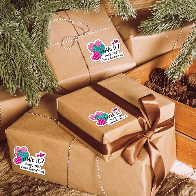 Love it Brag About it Stickers Roll, Snap Share Review, Handmade Boutique Packaging, Bracelet Business, Try Me - 500pcs