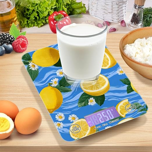Food Scale Kitchen Scale Food Weight Scales Digital Weight Grams and Ounces Small Electronic Food Scale for Baking Cooking Blue Wave Lemons Daisy