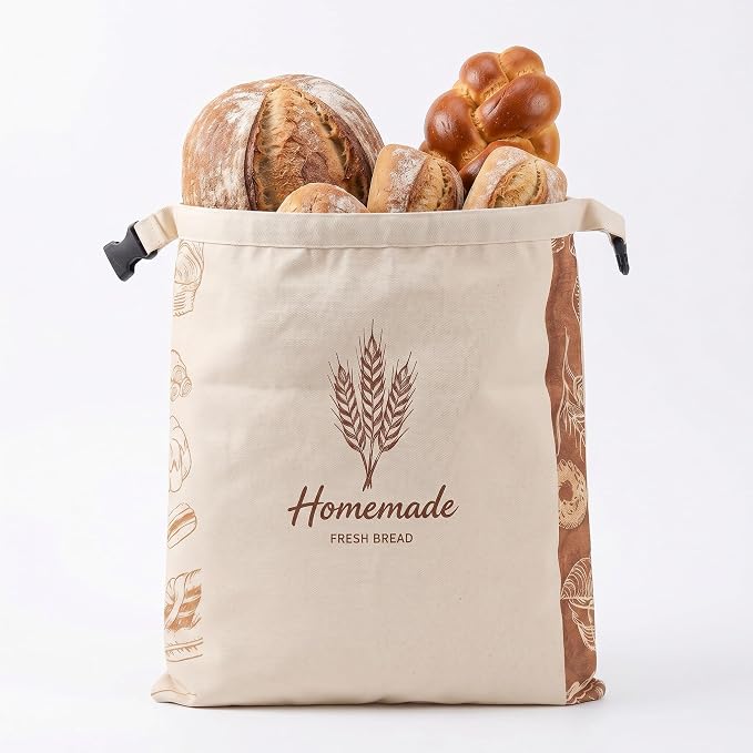Beeswax Bread Bags for Sourdough,Reusable Organic Linen Cotton Bread Storage Bag with Removable Wax Liner – Easy Clean & Keeps Homemade Bread Fresh (style-C)
