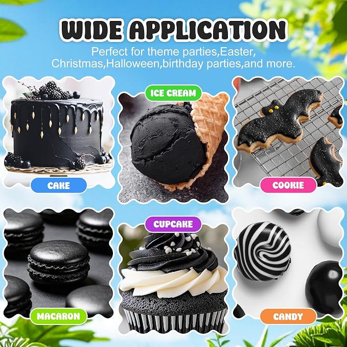 Natural Food Coloring - 2 fl.oz Plant-Based Liquid Food Coloring, Artificial Dye Free, All Nature Food Dye for Baking, Cake Decorating and Fondant, Organic Food Color for Icing, Frosting (Black)