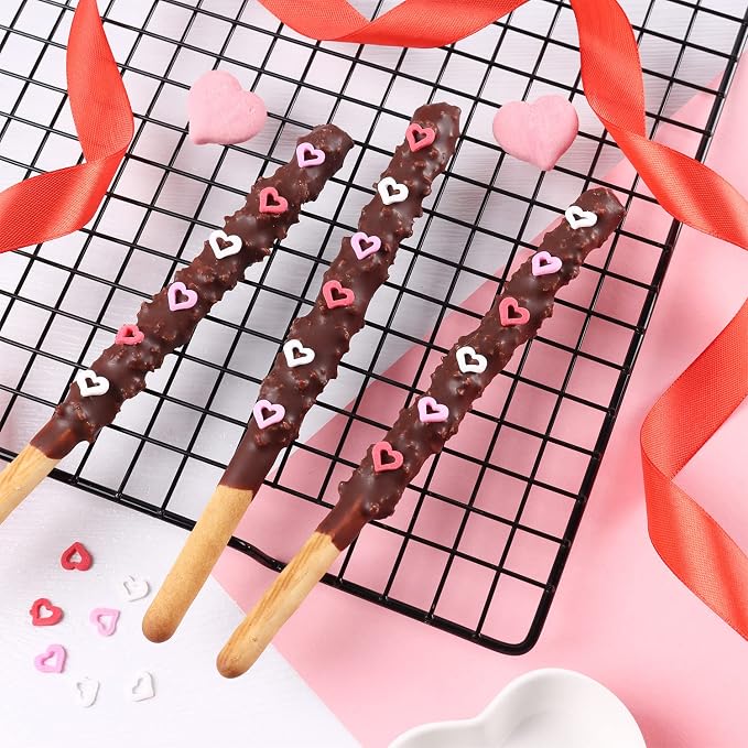 Valentines Sprinkles for cake decorating, 7 oz Heart Sprinkles, Red/Pink/White Love Confetti Sprinkles for Cupcake, Cookies, Ice Cream Topper, Edible Cake Decorationss, Baking Desserts