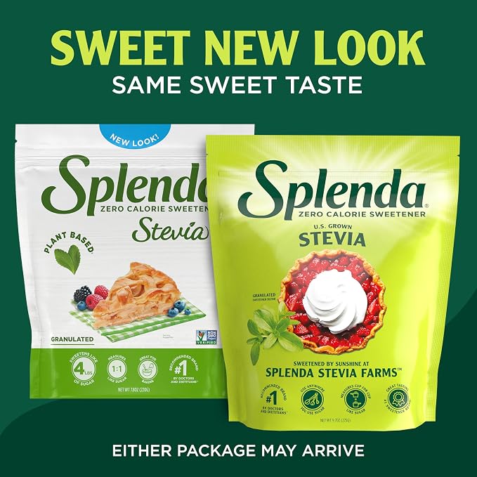 SPLENDA Stevia Zero Calorie Sweetener for Baking, Plant Based Sugar Substitute Granulated Powder, 9.7oz Resealable Pouch (Pack of 2)