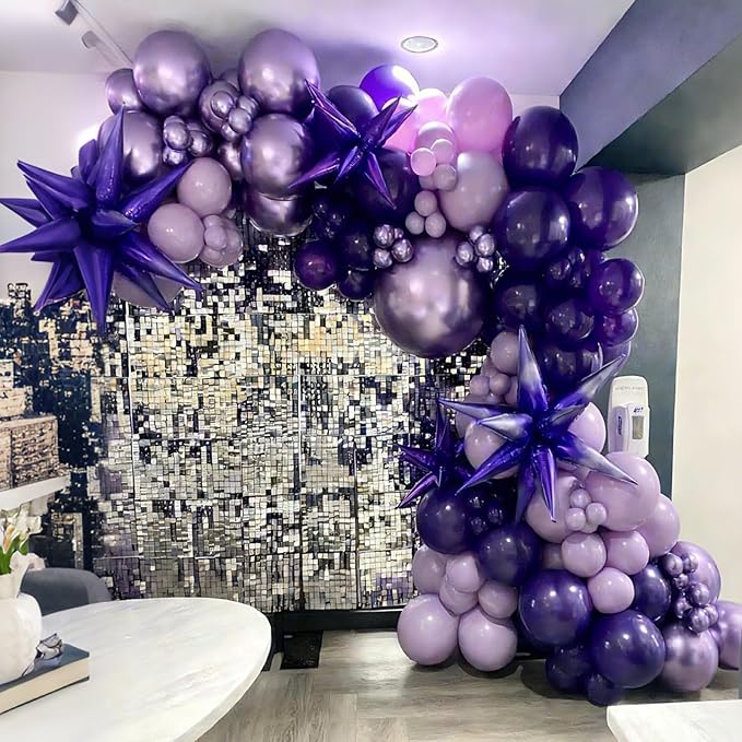 YMSZ Purple Balloon Garland Arch Kit, Dark Purple Balloons and Purple Balloon for for Purple Birthday Wedding Baby Shower Party Decorations