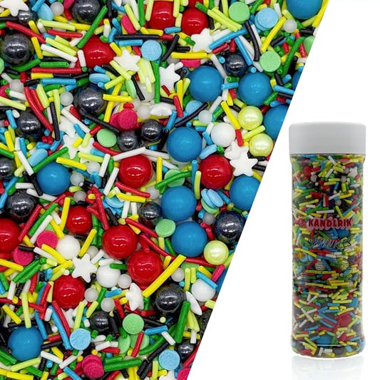 Blue & Red & Green & Yellow Sprinkles Mix Size Pearls Comic Book Themed Cake Decorations Cupcake Toppers Perfect for Wedding Party Valentine Christmas Supplies 4.58OZ
