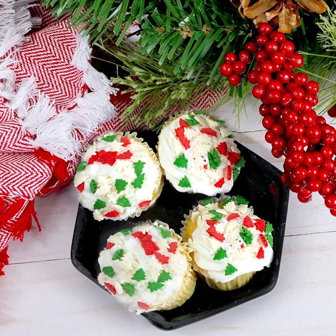 Christmas Sprinkles - 1.7 Pounds - Bulk Red and Green Tree Confetti - Holiday Sprinkles for Cookie Decorating - Christmas Jimmies for Gingerbread Cookies, Baking, Cupcakes