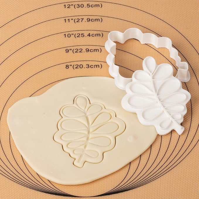 Leaf Cookie Cutter Wedding with Plunger Stamps Holiday PLA Cake Shapes Baking Molds Gifts for Kids Decorative Party 4" Kitchen Cake Supplies