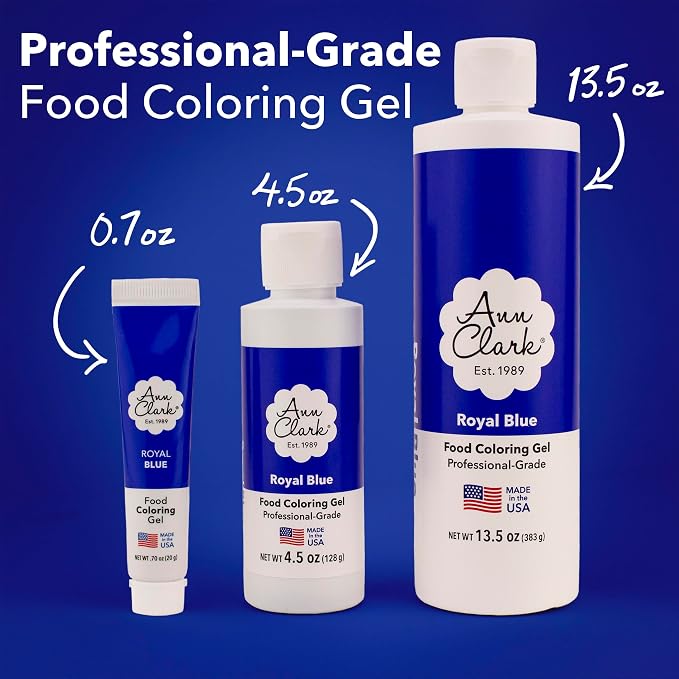 Ann Clark Royal Blue Food Coloring Gel Extra Large 13.5 oz Bottle Professional Grade Made in USA