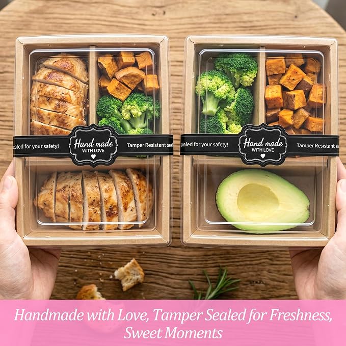 100PCS Black Food Retail Package Seal Labels Sticker, 9x1 Inch Tamper Proof Stickers, Tamper Evident Stickers Baking Gift Box Sticker for Handmade Baking Craft Arts, Freshness Labels