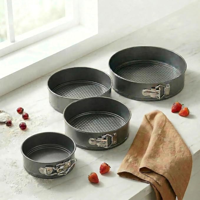 Springform Pan Set of 4,Non-stick with leak proof, 4.5/7/8.5/10Inches | Cheesecake Pan, Carbon Steel, Leakproof, Removable Bottom, Round cake pan, Baking pan