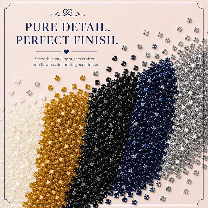 Confect- Funky Disco Sparkling Sugar Sprinkle Mix – 5-Pack Assorted Edible Sugar Crystals in White, Champagne Gold, Black, Bright Blue & Silver – Cake, Cupcake & Cookie Decorating Toppings –Vegan, Gluten-Free, Nut-Free, Soy-Free, Dairy-Free, Palm Oil-F...