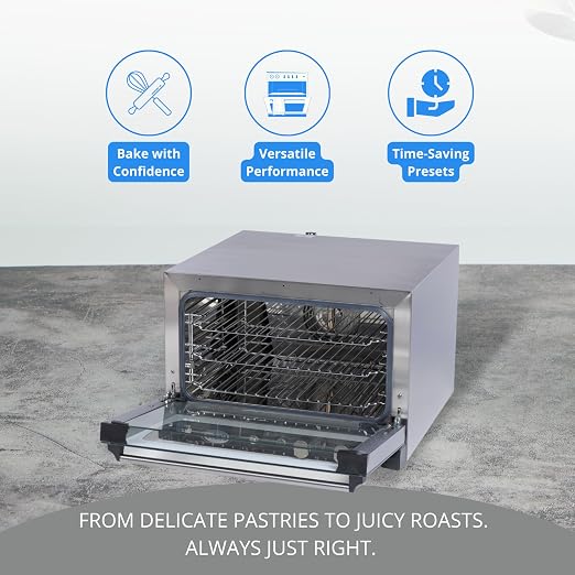 Cadco XAF-113 Heavy-Duty Countertop Convection Oven with Manual Controls and Humidity, Stainless Steel, NSF, 120v, For Commercial Use, 120 lbs.