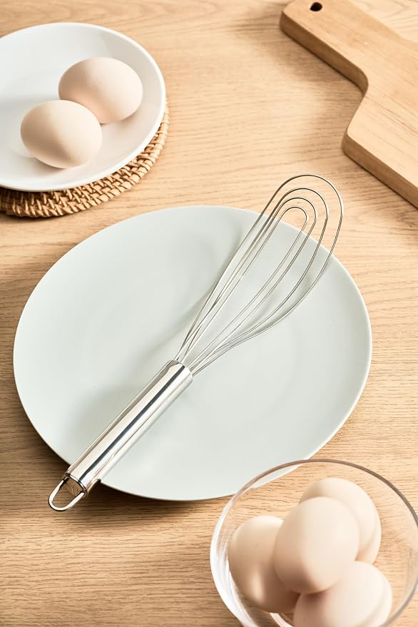 10.63" Stainless Steel Flat Whisk,Egg Beater for Blending,Whisking,Beating,or Stirring for Home and Kitchen