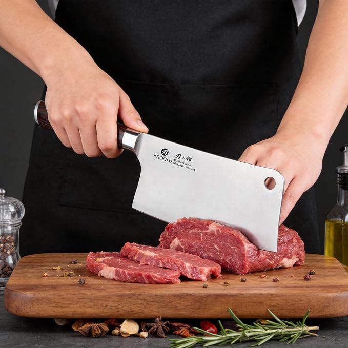 imarku Cleaver Knife 7 Inch Meat Cleaver, Japanese High Carbon Stainless Steel Butcher Knife with Ergonomic Handle, Ultra Sharp Chopping Knife, Kitchen Gadgets for Home/Restaurant, Dads Gifts