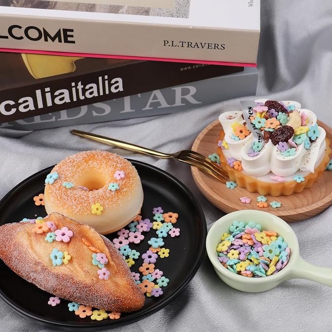 Flower Sprinkles, Spring Sprinkles Edible Flowers for Cake Decorating, Mix Sizes Confetti Baking Sugar for Cupcake, Cookie, Donut Dessert Decoration, Wedding Party Chirstmas Supplies