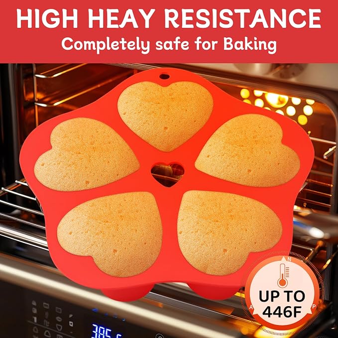 2 Pieces Silicone Air Fryer Muffin Pan Egg Bite Heart Mold for Oven Baking,Mini Muffin Tins Cups Cake Tray for Air Fryer Liners Basket Instant Pot Accessories Baking Muffin Cakes Pancake