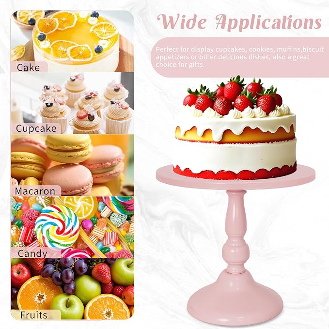 Fivenl 8 Pcs Cake Stand Pink Metal Dessert Table Display Set, 3-Tier Cupcake Stand, Cake Display Tower and Cookie Tray Rack Serving Tray for Birthday Party, Weddings, Baby Shower (Pink)