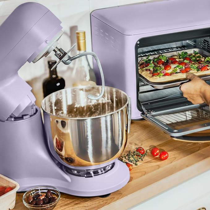 5.3 Qt Stand Mixer, 300W Electric Kitchen Mixer with 12 Speeds, Tilt Head Design, Stainless Steel Bowl, Dough Hook Whisk Beater Splash Guard (Lavender)