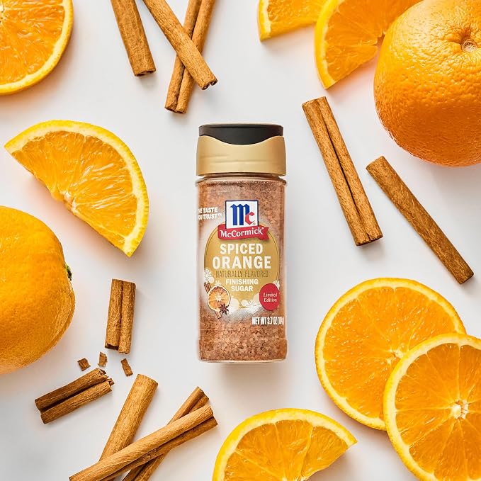 McCormick Finishing Sugar, Spiced Orange, Limited Edition, Bright Citrus Flavor with Warm Spices, For Muffins, Pie, Cocktails, Cider, Tea, and More, 3.7 oz (Pack of 2)