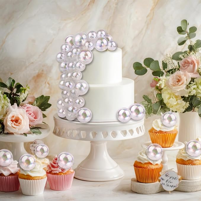 66 PCS Bubble Cake Topper Clear Balls Cake Topper Bubble Cake Decorations Plastic Bubbles for Crafts Bolas Decorativas Para Pastel Esferas Para Decorar Pasteles Party Birthday Wedding Anniversary
