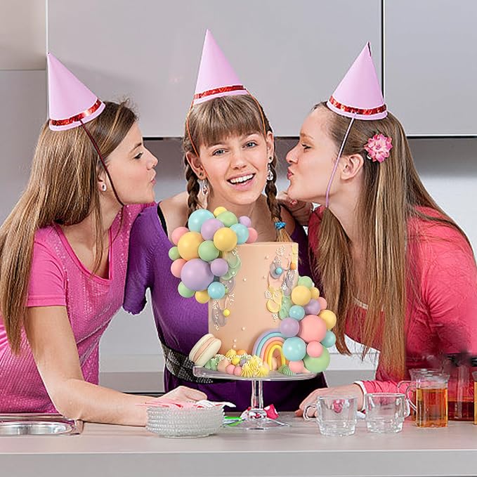 32 PCS Colorful Ball Shaped Cake Topper Pearl Balls Cupcake Cake Insert Topper for Birthday Party Wedding Decoration Supplies (Pink Yellow Blue Purple Green)