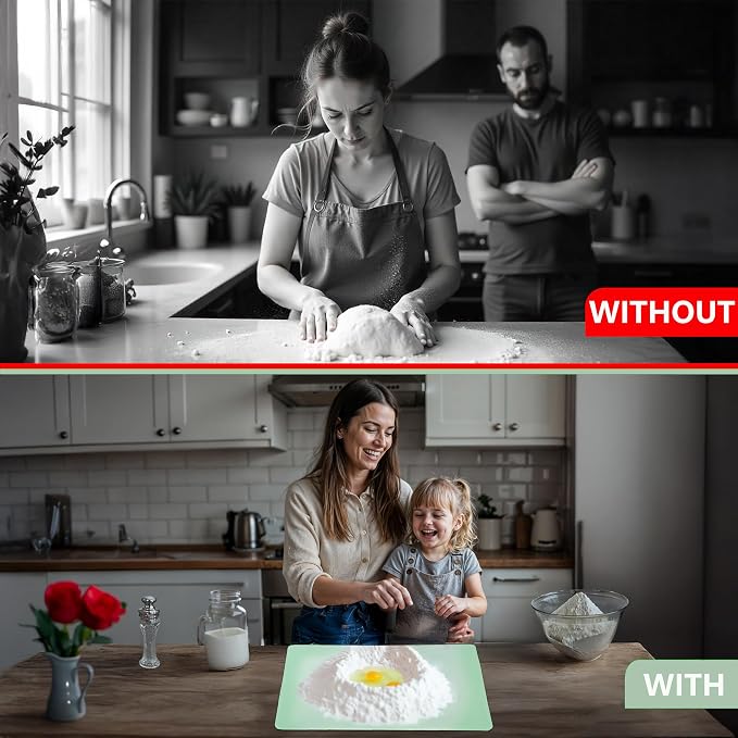 Silicone Mats for Baking 26" x 18" Pastry Mat with Measurements Extra Thick Baking Mat for Rolling Out Dough,Bread,Pie,Cookies,Sourdough,Pizza and fondant,Food Grade Dough Mat