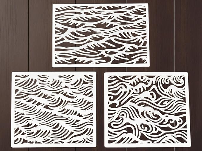 Ocean Waves Stencil – Reusable Sea Wave Design Template for Beach, Coastal and Ocean Art, Painting, Crafting, Wall Décor, Wood Signs, Journals and DIY Projects