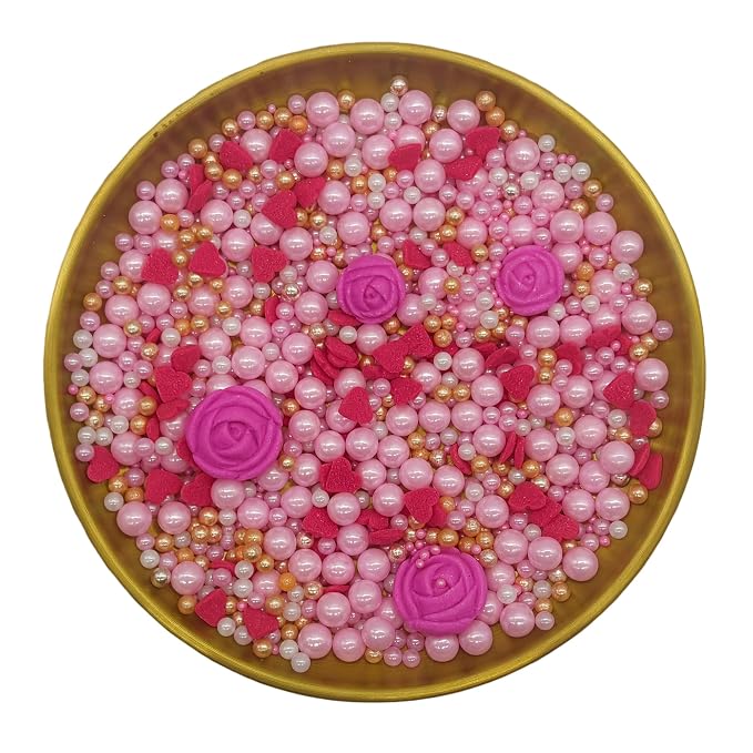Red Series Sprinkles Rose Sprinkles Edible Heart Cake Decorating Cupcake Toppers Cookie Decorating Perfect for Cakes, Cupcakes, Desserts