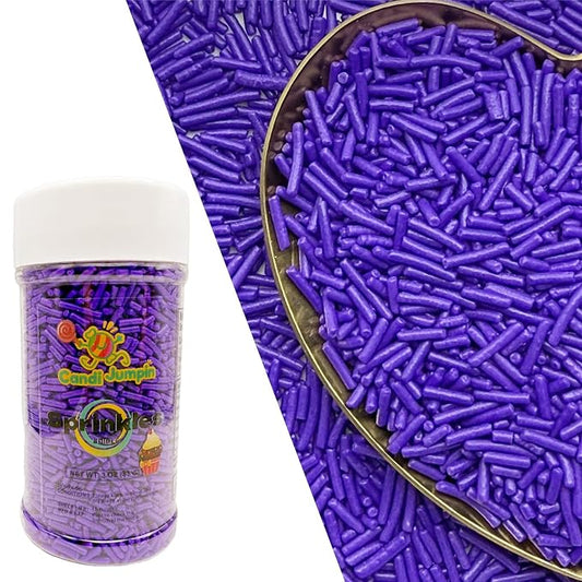 CandiJumpin Purple Jimmy Sprinkles, Purple Sprinkles for Cake Decorating Edible Cake Jimmies Edible Crunchy Jimmies Ice Cream Toppings, Baby Shower Party Wedding Christmas Supplies 3 OZ