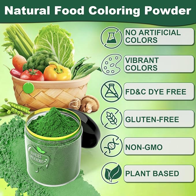 Natural Food Coloring Powder - 50g Plant Based Pastel Food Coloring, Blue, Pink, Green, Orange & Yellow Natural Food Dye Powders for Baking Cake, Icing, Frosting No Artificial Vegan (5 Packets)