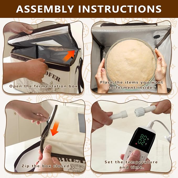 Bread Proofing Box with 3-Sided Heating - Digital Thermostat & Timer (50-113°F) for Perfect Sourdough, Pizza Dough, Yogurt Fermentation, Baking and Rising
