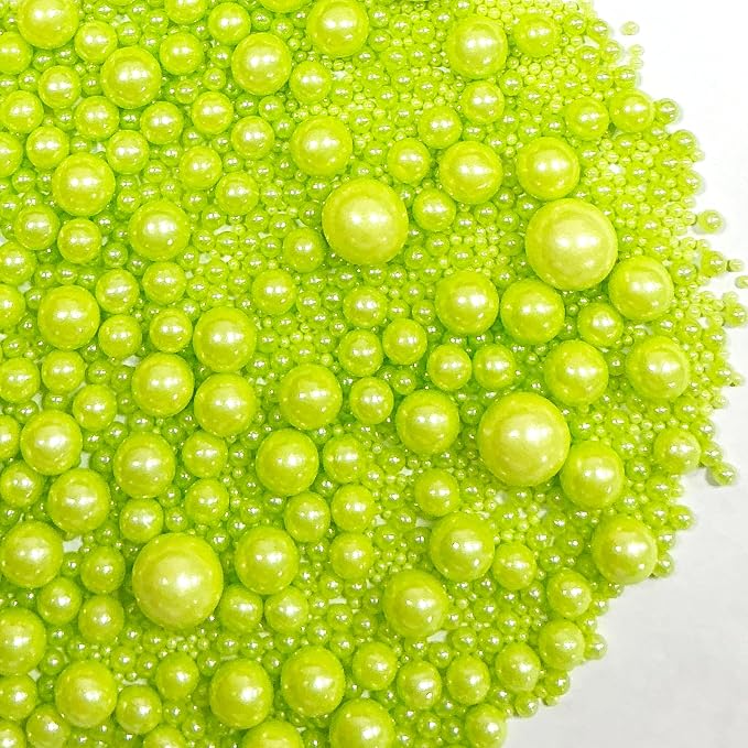 Sprinkles Edible Green Pearl Sugar Sprinkles Candy 142g/5.01oz Mix Size Green Pearls Baking Cupcake Toppers Cookie Ice Cream Decorations for Wedding Parties Valentines Day Halloween Christmas