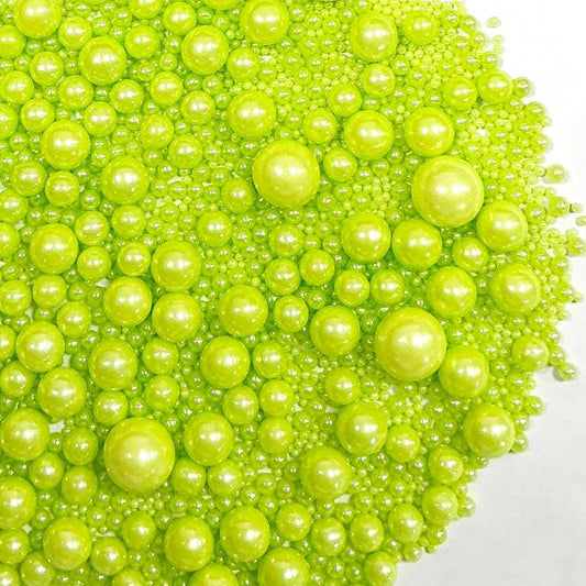 Sprinkles Edible Green Pearl Sugar Sprinkles Candy 142g/5.01oz Mix Size Green Pearls Baking Cupcake Toppers Cookie Ice Cream Decorations for Wedding Parties Valentines Day Halloween Christmas