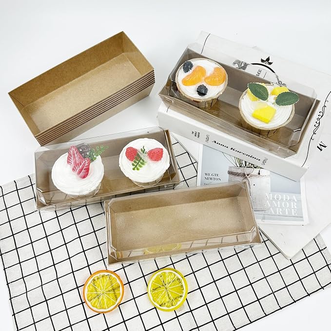 YEXEXINM 100 Pack Paper Charcuterie Boxes with Clear Lids, Disposable Kraft Sandwich Boxes Food Containers for Bakery, Desserts, Sushi, Strawberries, Cookies, Cookies, Hamburgers (Brown)