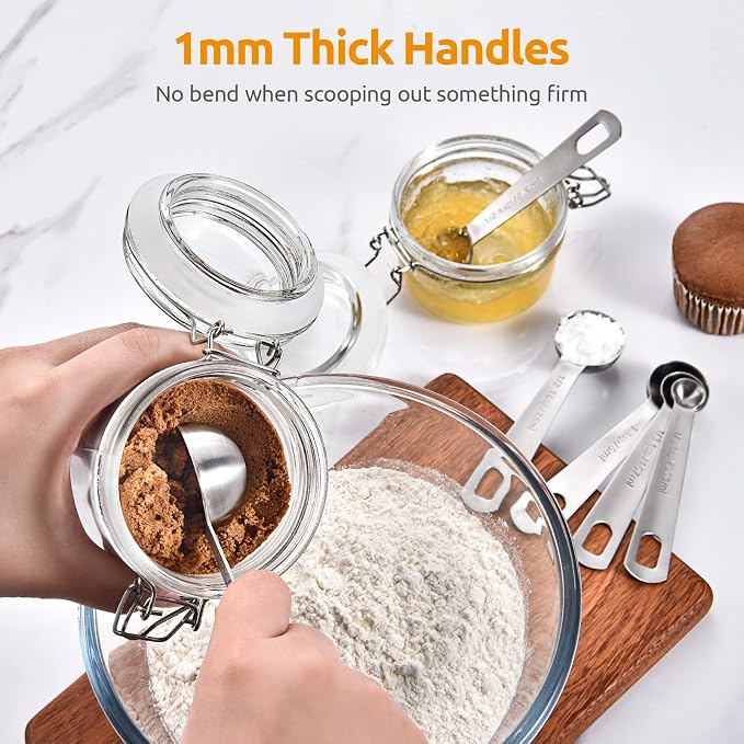 Measuring Spoons: U-Taste 18/8 Stainless Steel Measuring Spoons Set of 6 Piece: 1/8 tsp, 1/4 tsp, 1/2 tsp, 1 tsp, 1/2 tbsp & 1 tbsp Dry and Liquid Ingredients