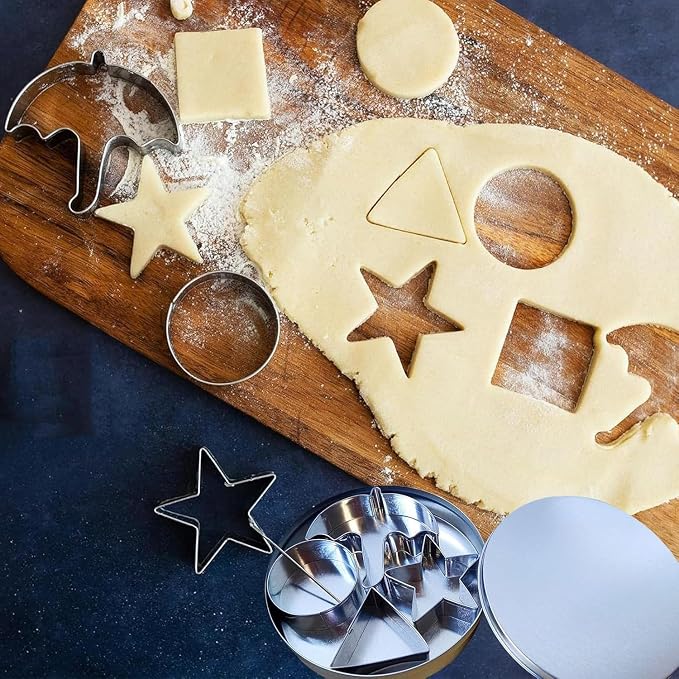 Korean Sugar Candy Making Tools 6 Pieces Stainless Steel Cookie Cutters Set ，Umbrella Triangle Star Round Baking Cake Biscuits Chocolate Molds