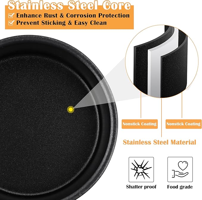 E-far 4 Inch Cake Pan Set of 3, Nonstick Stainless Steel Mini Round Cake Pans Tin, Small Size for Baking Smash Cakes/Cheesecake, Stainless Steel Core & Non-toxic Coating, Straight Side & 2 Inch Deep