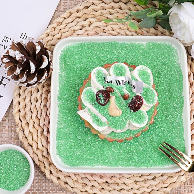 Green Sprinkles Sanding Sugar for Baking, 6.35oz/180g Edible Sparkling Sugar Crystals for Cakes Cupcakes Cookies Ice Cream