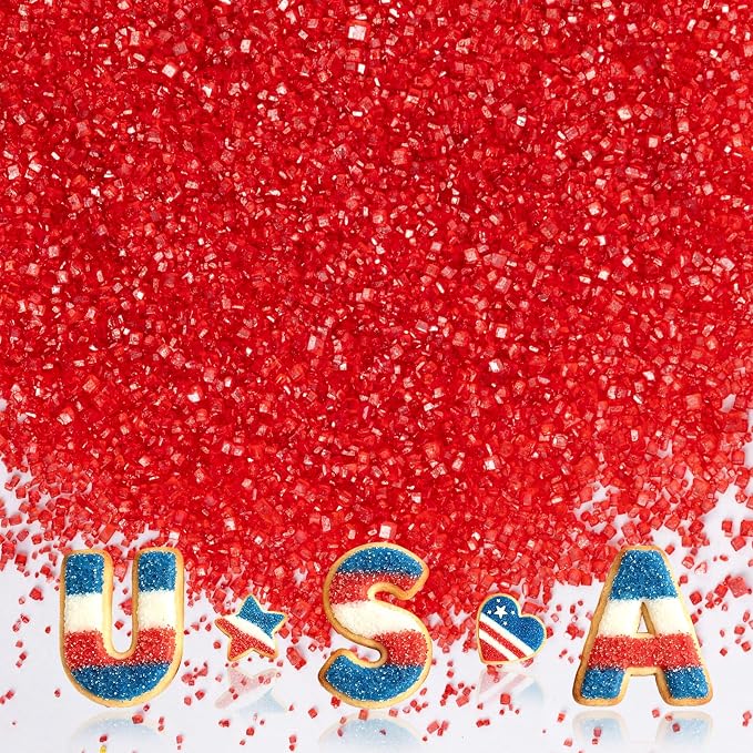 Edible Red Sprinkles,150g/5.3oz,Sanding Sugar Crystals for Cake Decorating,Coarse Sprinkle Mix for Baking,Cookies,Ice Cream,Fondant Cake,Cupcakes,Desserts,Red Sugar Sprinkles,Wedding Birthday Party Supplies