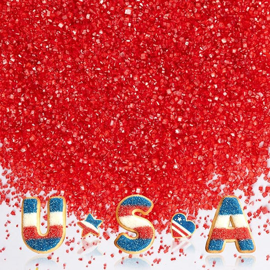 Edible Red Sprinkles,150g/5.3oz,Sanding Sugar Crystals for Cake Decorating,Coarse Sprinkle Mix for Baking,Cookies,Ice Cream,Fondant Cake,Cupcakes,Desserts,Red Sugar Sprinkles,Wedding Birthday Party Supplies