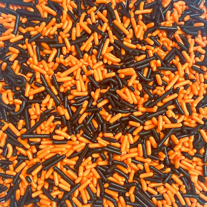 PhilaeEC Orange Black Jimmies Sprinkle Edible Soft Jimmies Sprinkle for Cake Decoration Cupcake Topper Cookie Baking Decorations Halloween Christmas Valentine Supplies 2.75oz/78g