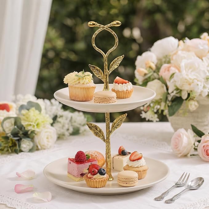 2 Tier Gold Cake Stand Tiered Tray Hardware Kit, Dessert Plate Hardware