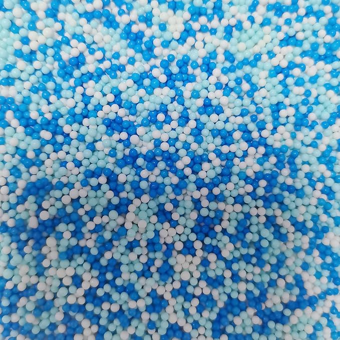 Senchanting Blue and White Nonpareils Sprinkles for Cake Decorating, Edible Mini Light Blue Pearls Frozen Themed Baby Shower Sprinkles Cupcake, Ice Cream, Donuts, Macaron Toppings 120g/4.23oz