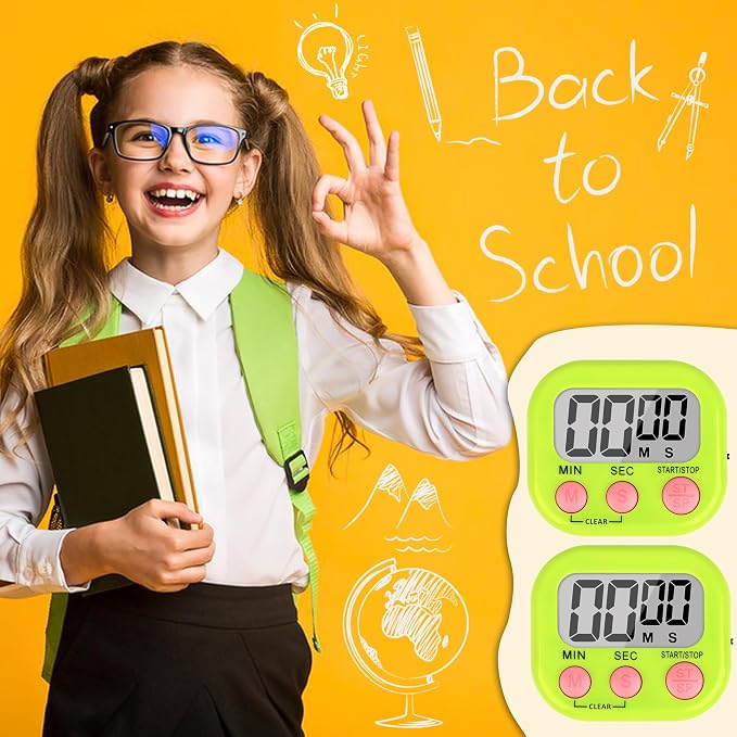 ZILLEEN Classroom Timer for Kids Teachers 2 Pack Digital Tmers, Green