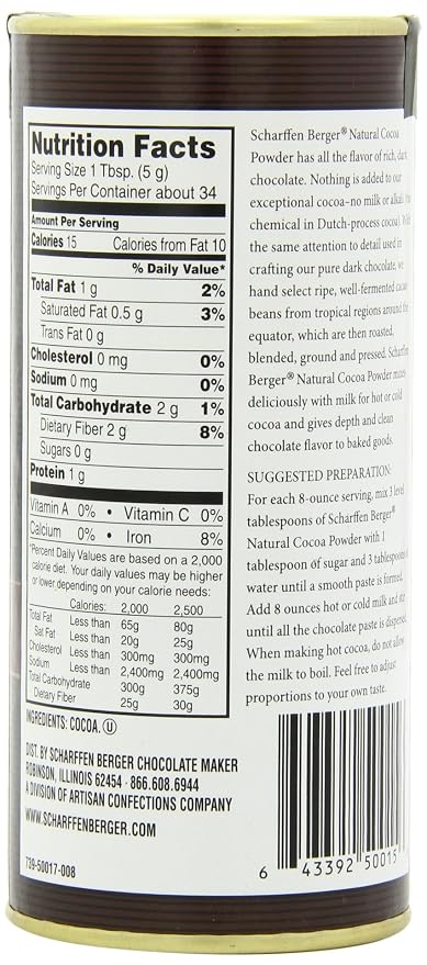 Scharffen Berger Natural Unsweetened Cocoa Powder, 6-Ounce Canisters (Pack of 2)