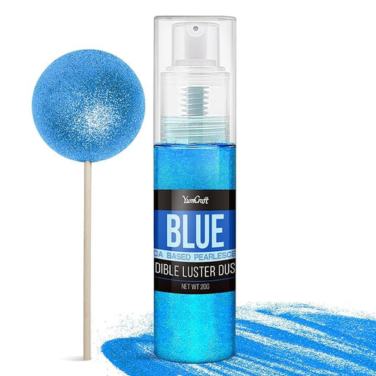 Edible Glitter Spray - 20g Luster Dust Edible Food Grade Glitter for Cake Decorating, Cocktails, Drinks - Shimmer Dust Powder Metallic Food Coloring Powder for Cookie, Candy, Icing (Blue)