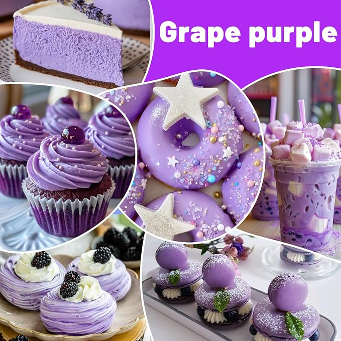 Food Coloring Liquid - Vibrant Concentrated Edible Food Dye for Baking, Cake Decorating & Icing - Tasteless Food Dye for Fondant, Easter Eggs, Macarons, Slime Coloring & DIY Crafts (Grape Purple, 8 Fl.oz)