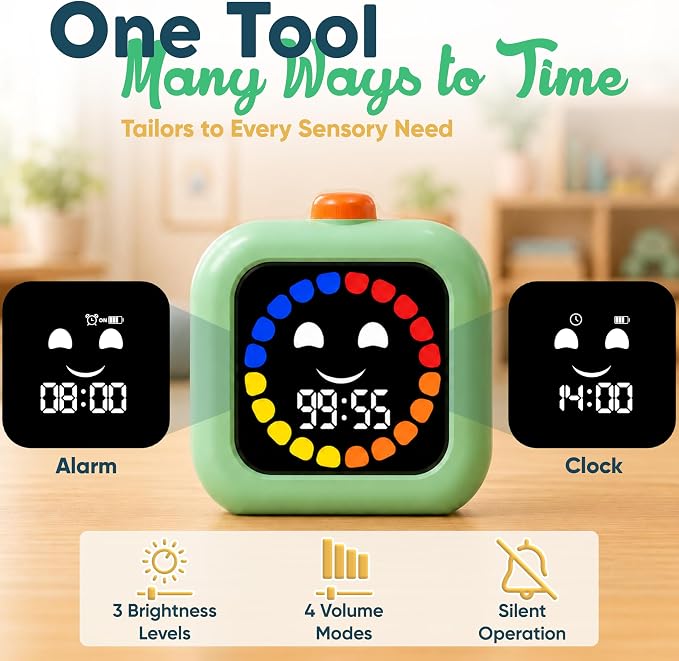 Digital Visual Timer for Kids - Rechargeable, Silent Count Up/Down for Calmer Routines - 99 Min Countdown Kids Timer for Classroom, Home & Therapy - Builds Focus & Independence